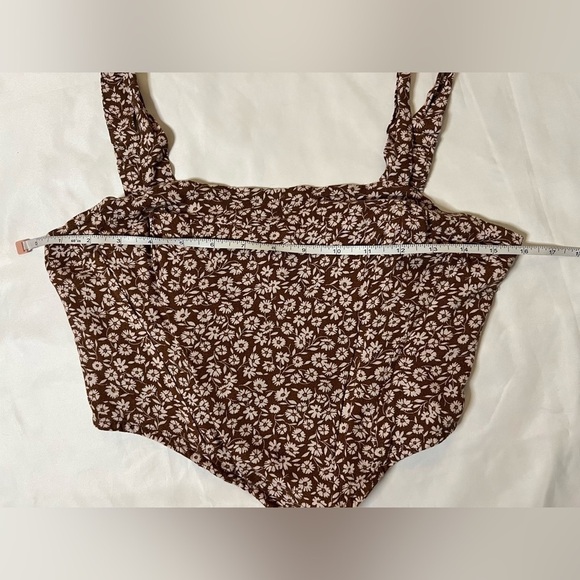 Cotton Candy LA Brown Floral Bustier Crop Top - Picture 9 of 11